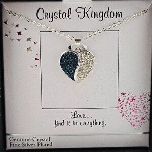 Crystal Kingdom Women Necklace Fine Silver Plated Genuine Crystal Pendant W/ Box